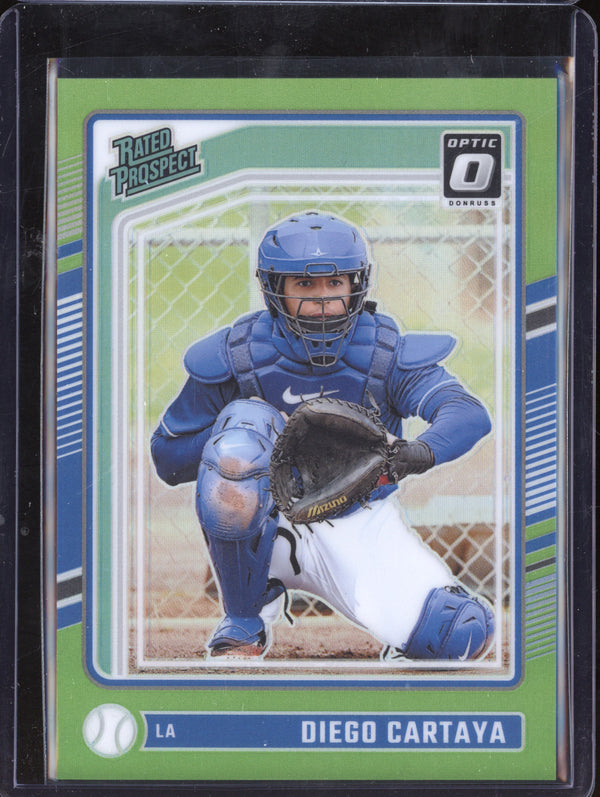 Diego Cartaya 2024 Panini Donruss 172 Optic Lime Green RC 99/149