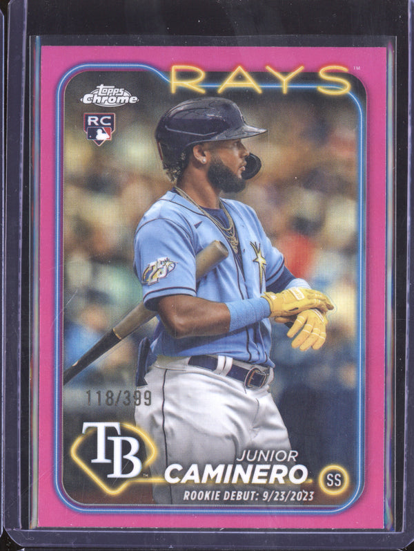 Junior Caminero 2024 Topps Chrome Update USC193 Magenta Refractor RC 118/399