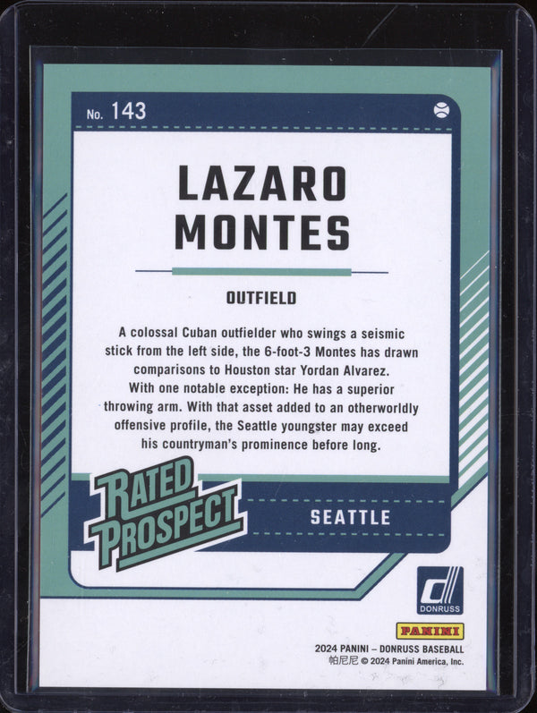 Lazaro Montes 2024 Panini Donruss 143 Blue RC 95/149