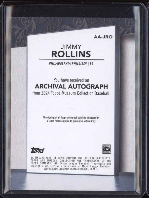 Jimmy Rollins 2024 Topps Museum Collection AA-JRO Achival Autographs Pink 14/99