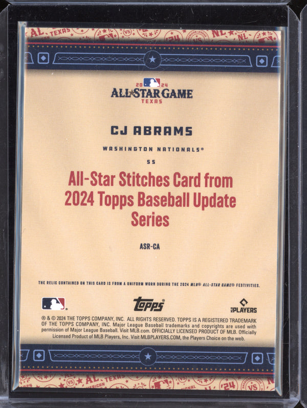 CJ Abrams 2024 Topps Update Series ASR-CA All-Star Stitches Gold 8/50