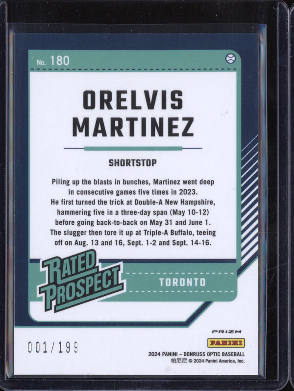 Orelvis Martinez 2024 Panini Donruss 180 Optic Orange RC 1/199