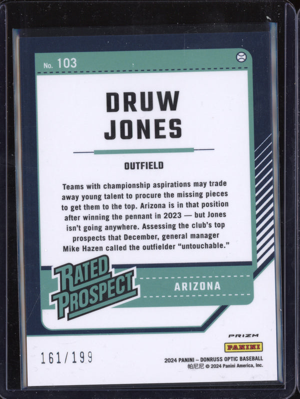 Druw Jones 2024 Panini Donruss 103 Optic Orange RC 161/199