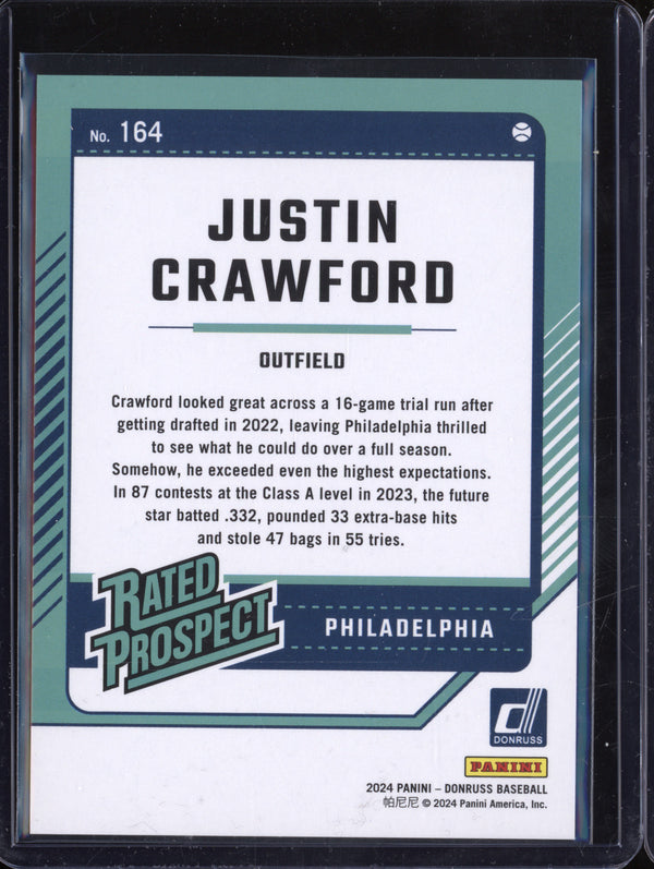 Justin Crawford 2024 Panini Donruss 164 Red RC 198/275