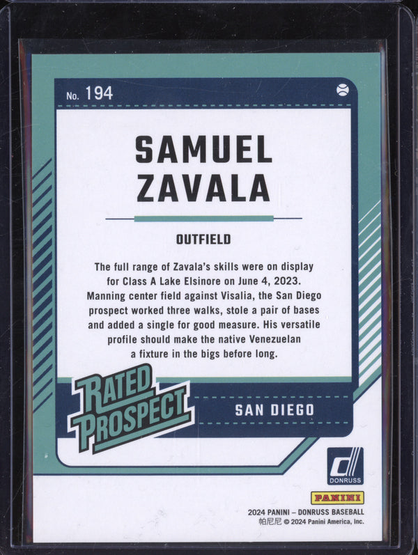 Samuel Zavala 2024 Panini Donruss 194 Red RC 209/275