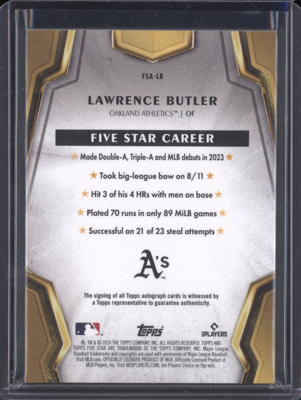 Lawrence Butler 2024 Topps Five Star FSA-LB Five Star Base Auto RC