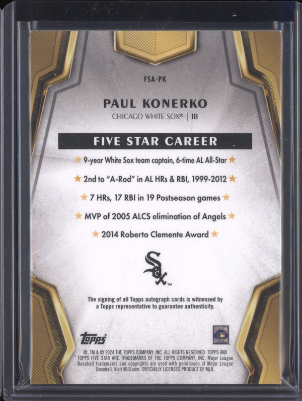 Paul Konerko 2024 Topps Five Star FSA-PK Five Star Base Auto Blue 22/25