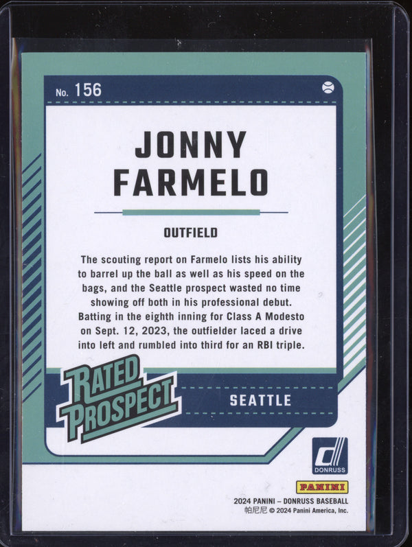 Jonny Farmelo 2024 Panini Donruss 156 Holo RC