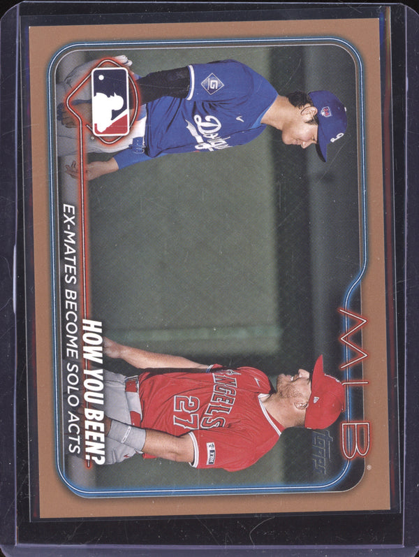 Shohei Otani Mike Trout 2024 Topps Update Series US76 Veteran Combos Gold 842/2024