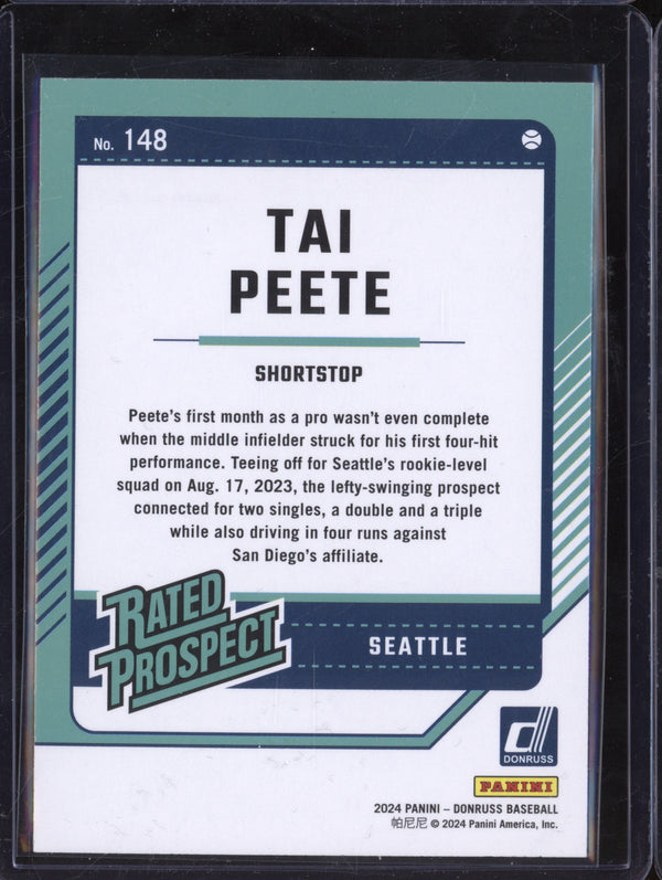 Tai Peete 2024 Panini Donruss 148 Laser RC