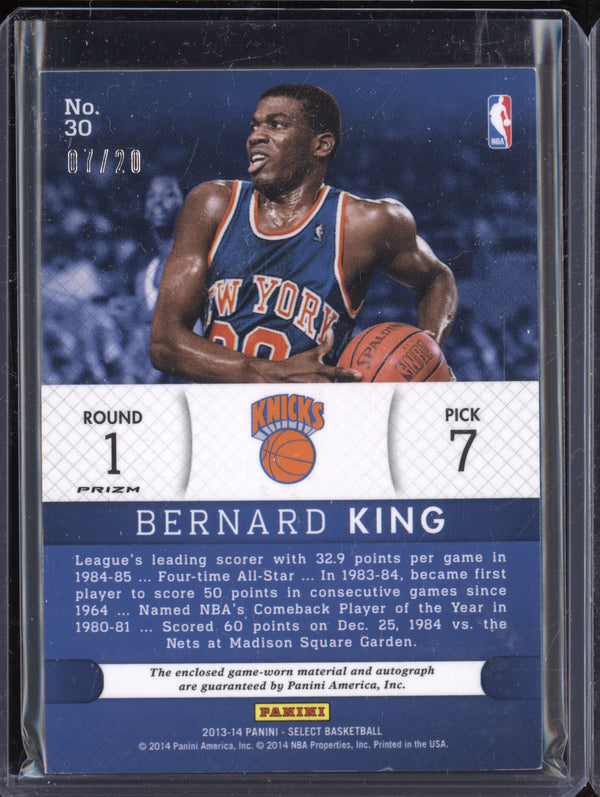 Bernard King 2013-14 Panini Select 30 Top Selections Jersey Auto Prizm Blue 7/20