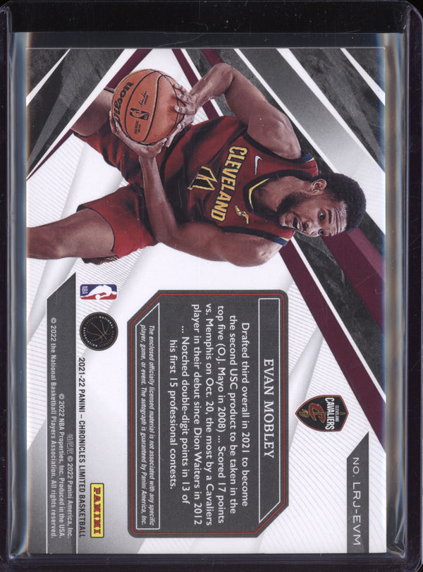 Evan Mobley 2021-22 Panini Chronicles LRJ-EVM Limited Rookie Jersey Auto RC 59/99