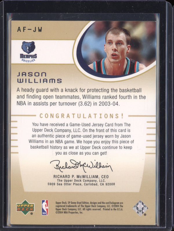 Jason Williams 2004-05 Upper Deck SP Game Used AF-JW Authentic Fabrics