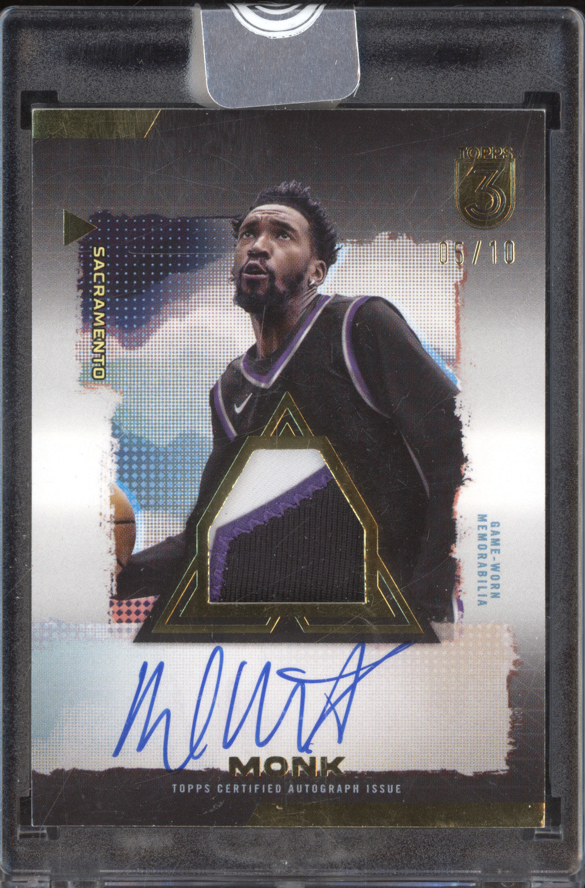Malik Monk 2023-24 Topps 3 RP-MM Relics Auto Prime Gold 5/10