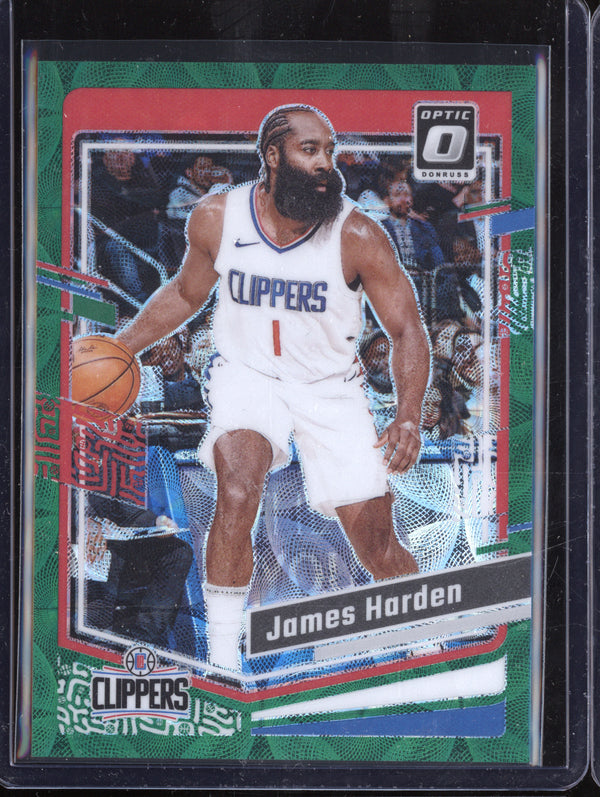 James Harden 2023-24 Panini Donruss Optic 174 Green International 13/65