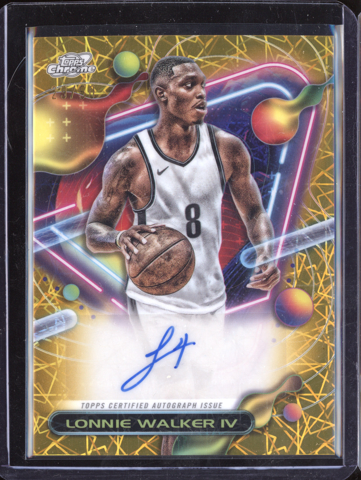 Lonnie Walker IV 2023-24 Topps Cosmic Chrome CCAV Gold Interstellar Auto 29/50