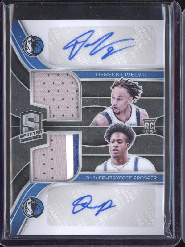 Dereck Lively II Prosper 2023-24 Panini Spectra Rookie Dual Patch Auto RC /49