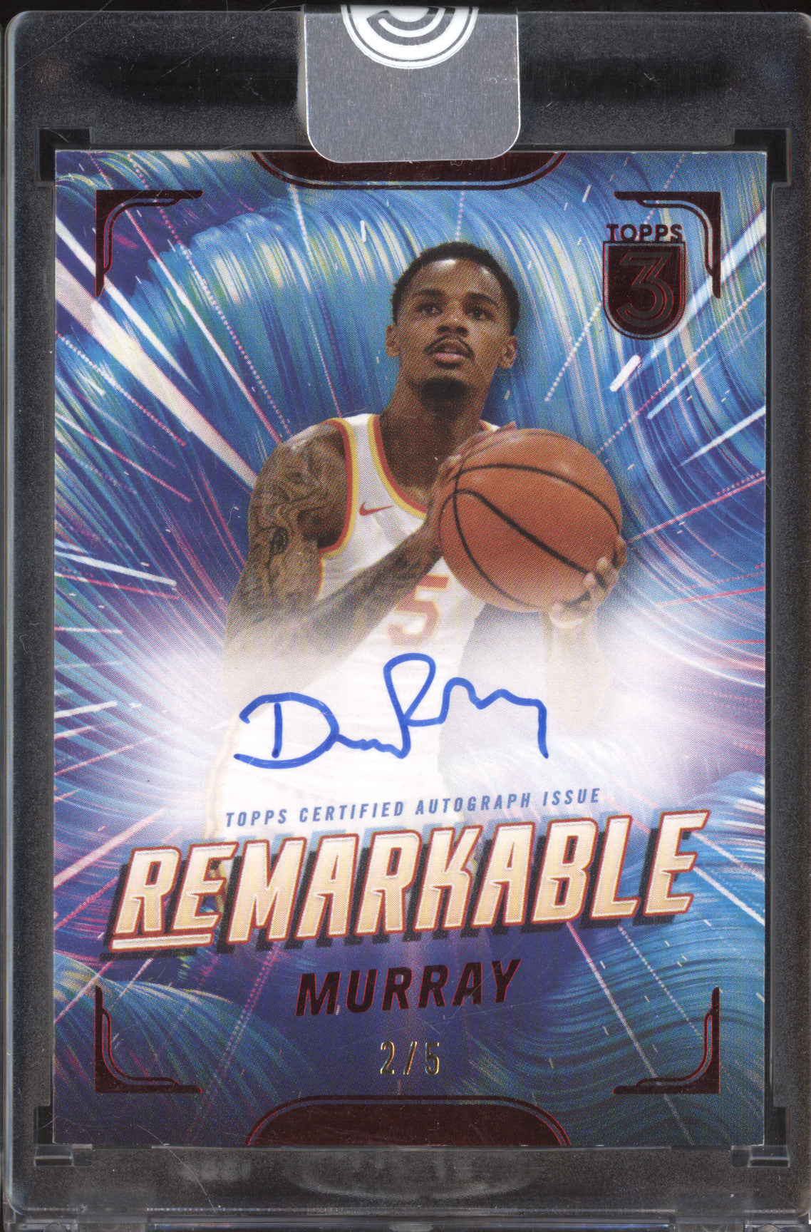Dejounte Murray 2023-24 Topps 3 RM-DM Re-Markable Auto Red 2/5