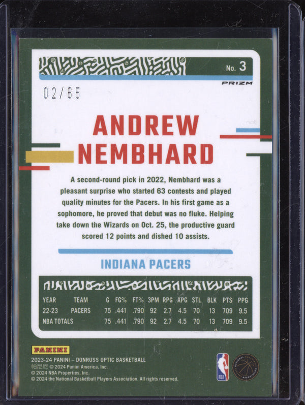 Andrew Nembhard 2023-24 Panini Donruss Optic 3 Green International 2/65