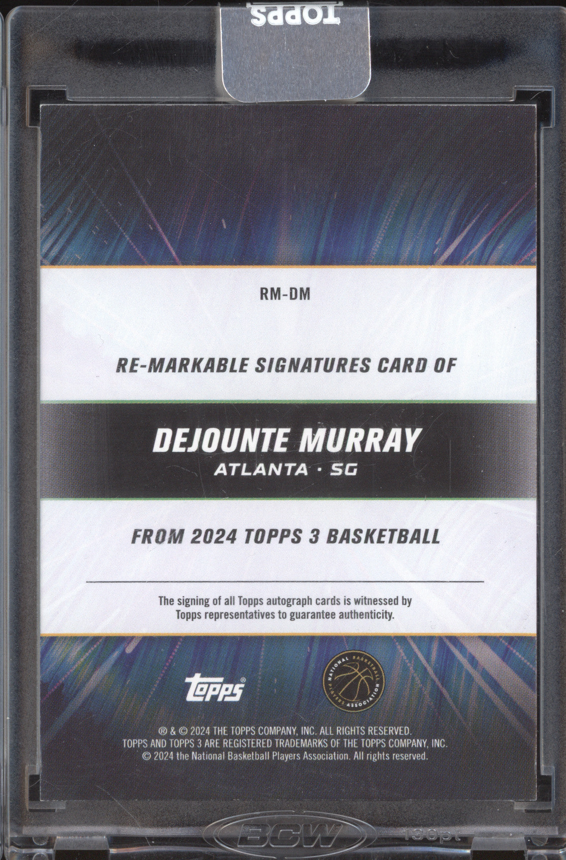 Dejounte Murray 2023-24 Topps 3 RM-DM Re-Markable Auto Red 2/5