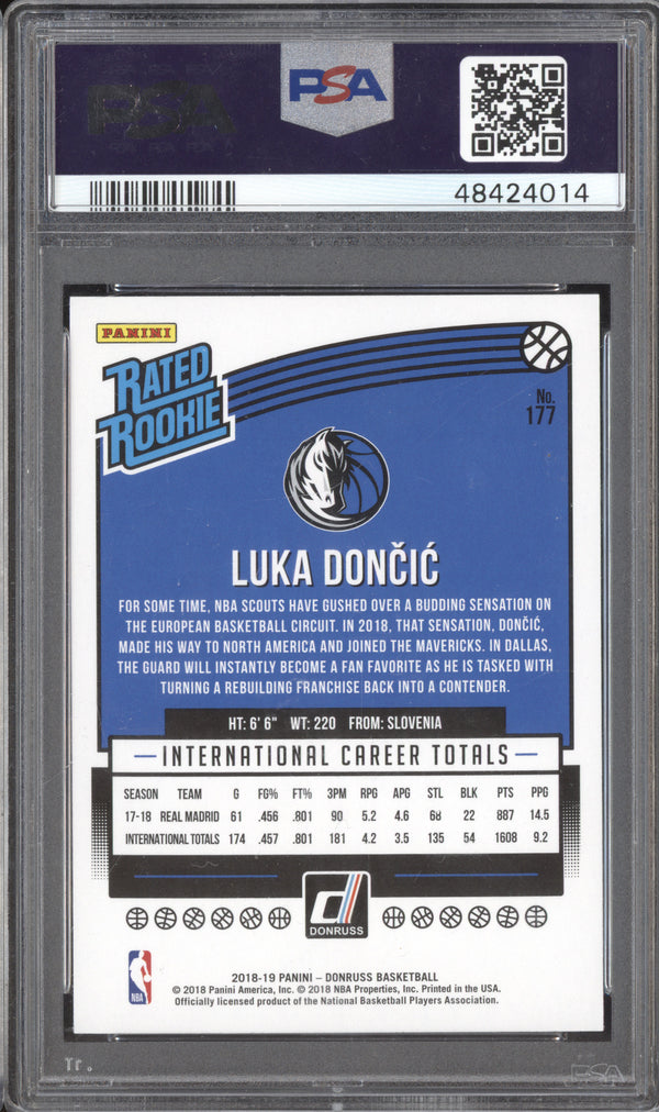 Luka Doncic 2018-19 Panini Donruss 177 RC PSA 10