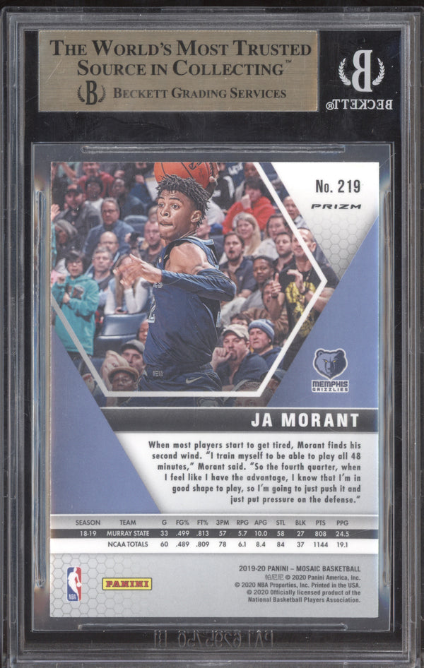 Ja Morant 2019-20 Panini Mosaic 219 Fast Break RC BGS 9.5