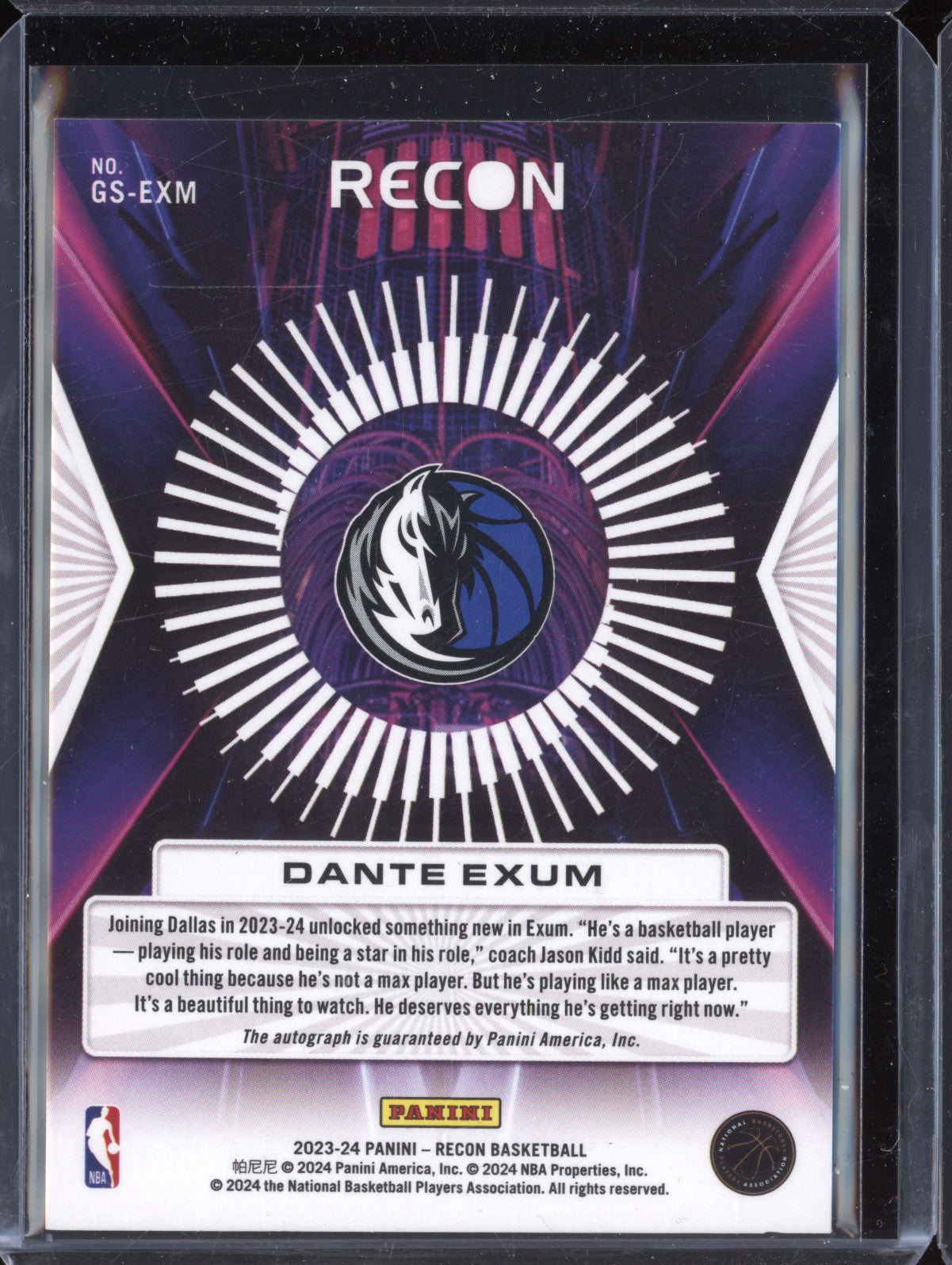 Dante Exum 2023-24 Panini Recon GS-EXM Glorified Auto Green 4/5