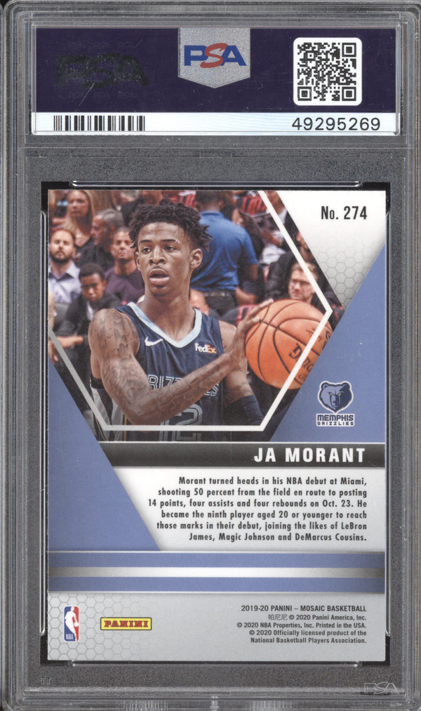 Ja Morant 2019-20 Panini Mosaic 274 RC PSA 10