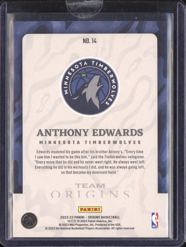 Anthony Edwards 2022-23 Panini Origins 14 Team Origins Gold 3/10