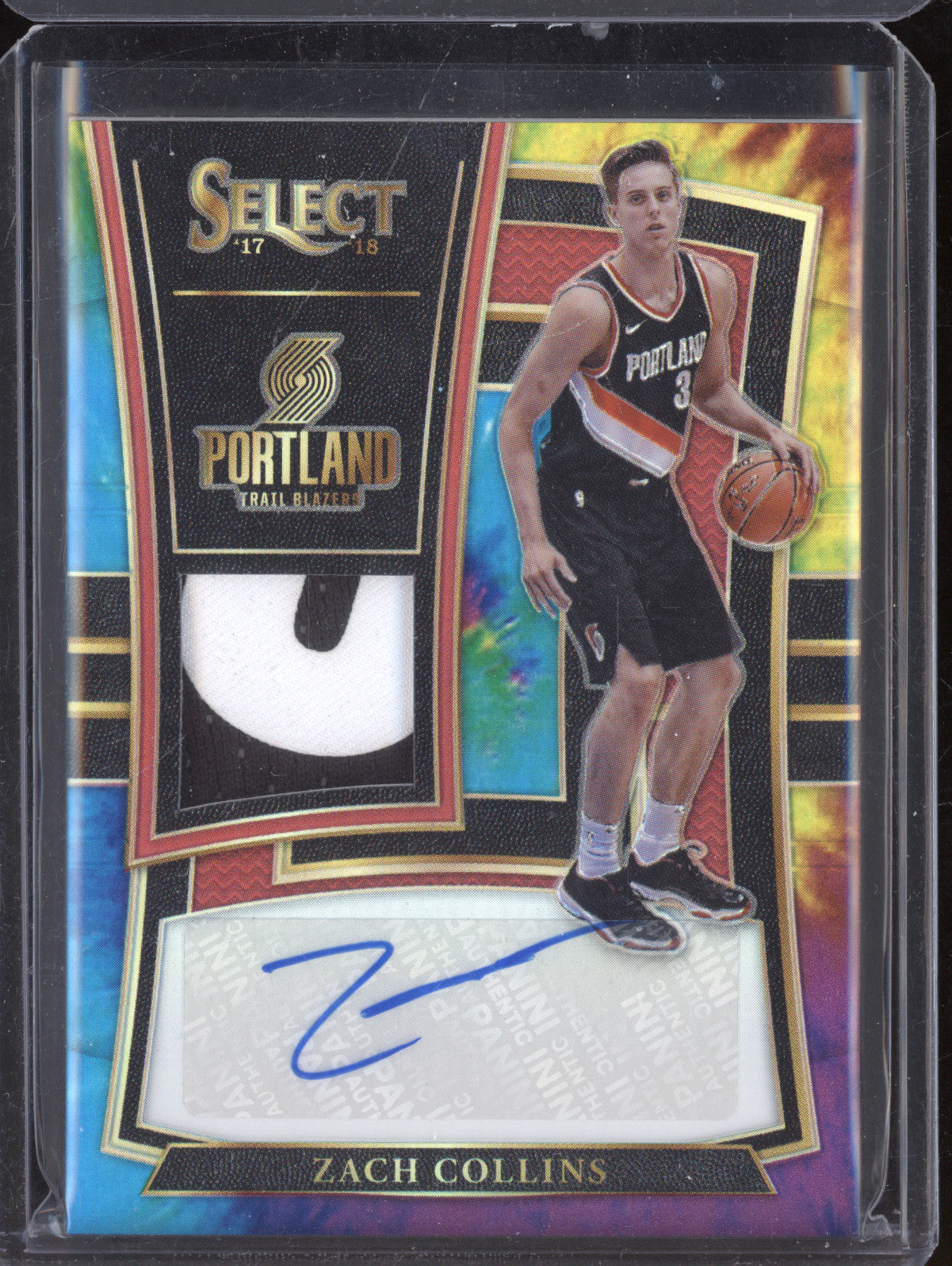 Zach Collins 2017-18 Panini Select RJA-ZCL Rookie Jersey Auto Tie Dye RC 23/25