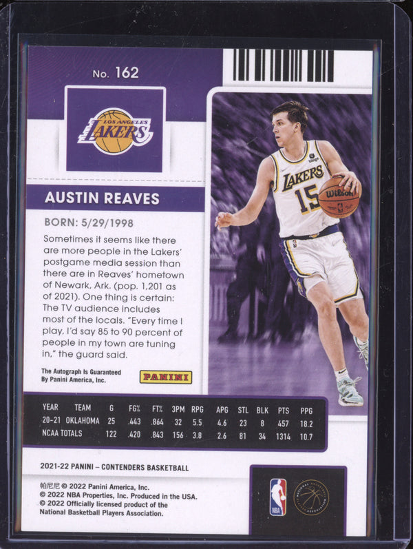 Austin Reaves 2021-22 Panini Contenders 162 Rookie Ticket Auto Green Ice RC