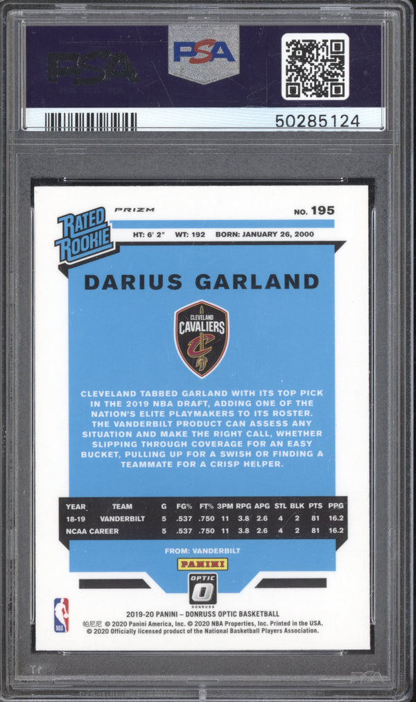 Darius Garland 2019-20 Panini Donruss Optic 195 Fanatics RC PSA 10