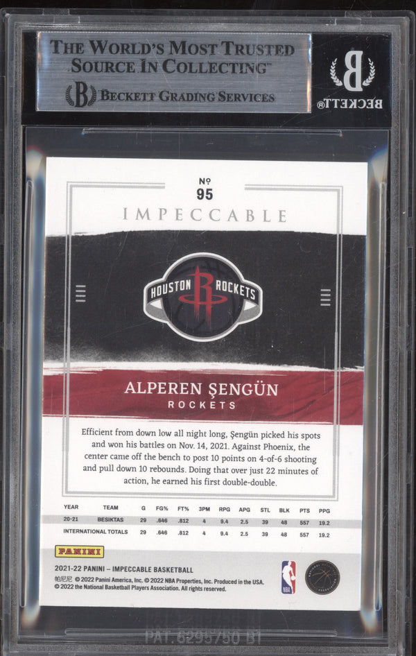 Alperen Sengun 2021-22 Panini Impeccable 95 Holo Gold RC 9/10 BGS 8.5