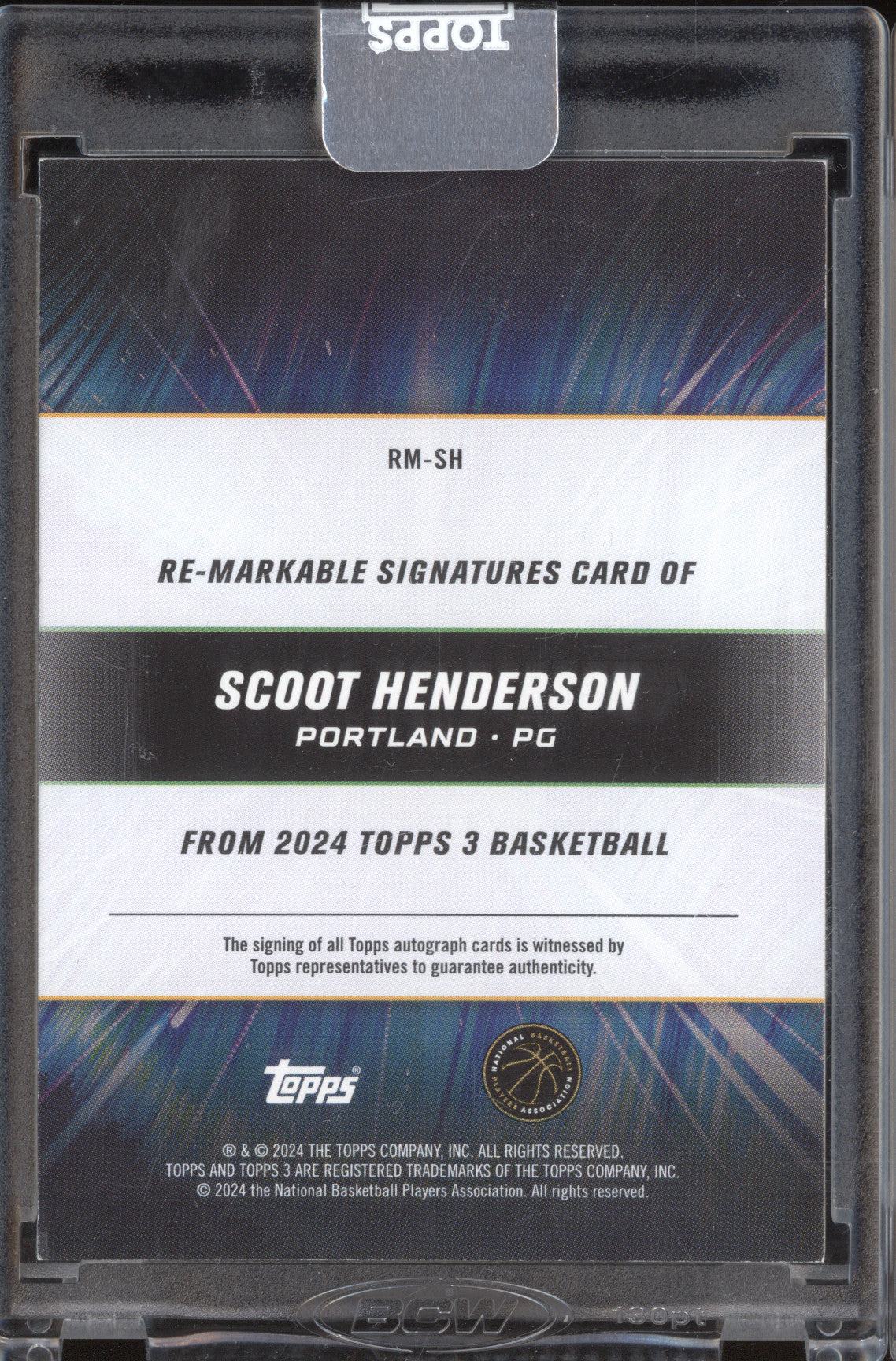 Scoot Henderson 2023-24 Topps 3 RM-SH Re-Markable Auto Bronze RC 5/49