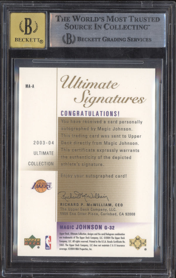 Magic Johnson 2003-04 UD Ultimate Collection MA-A Signatures Gold 22/32 BGS 9/10