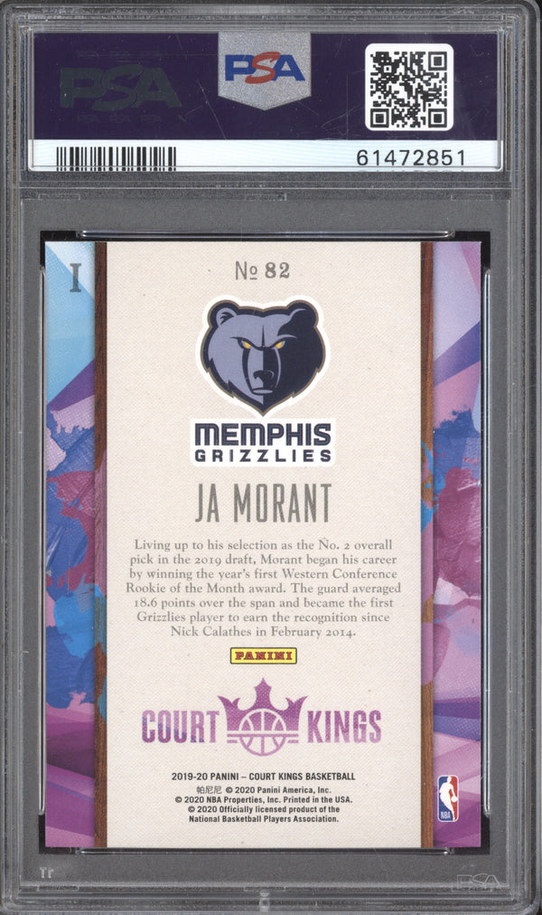 Ja Morant 2019-20 Panini Court Kings 82 RC PSA 9