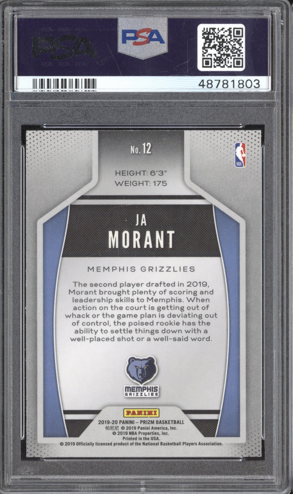 Ja Morant 2019-20 Panini Prizm 12 Instant Impact RC PSA 10