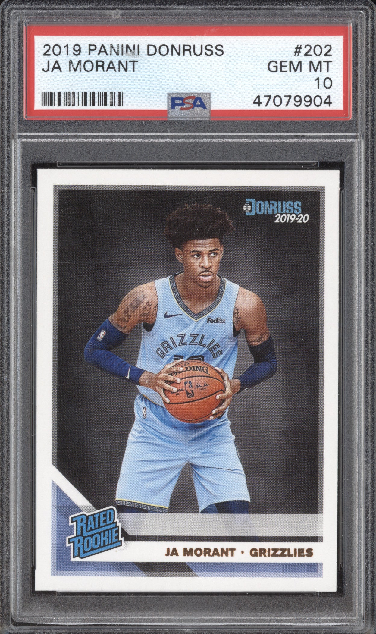 Ja Morant 2019-20 Panini Donruss 202 RC PSA 10