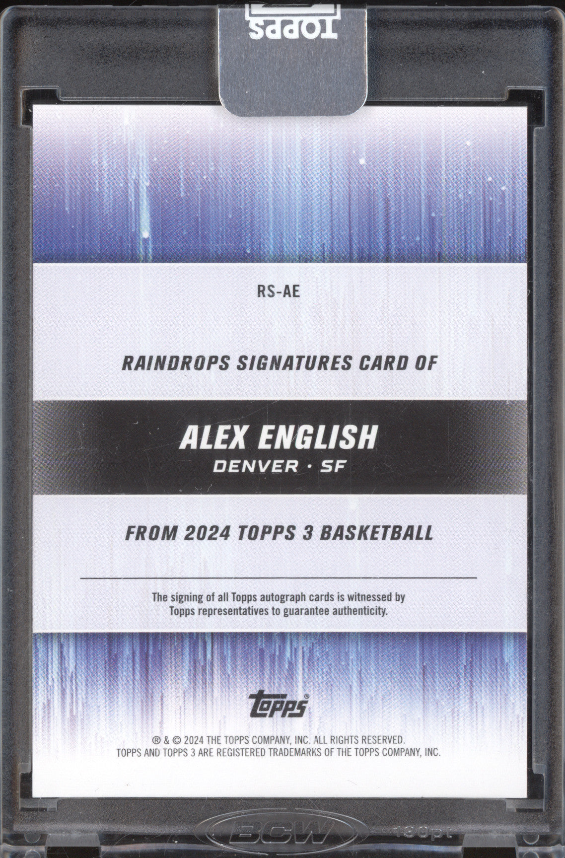 Alex English 2023-24 Topps 3 RS-AE Rain Drops Auto Gold 13/25