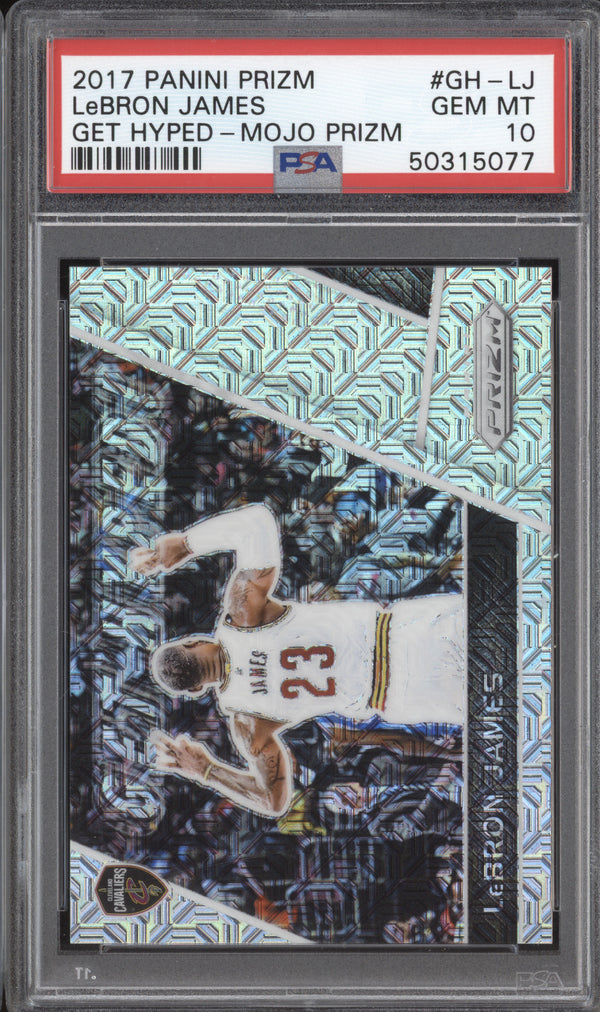 LeBron James 2017-18 Panini Prizm GH-LJ Get Hyped Mojo 16/25 PSA 10