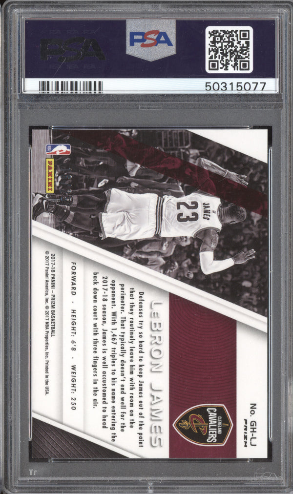 LeBron James 2017-18 Panini Prizm GH-LJ Get Hyped Mojo 16/25 PSA 10