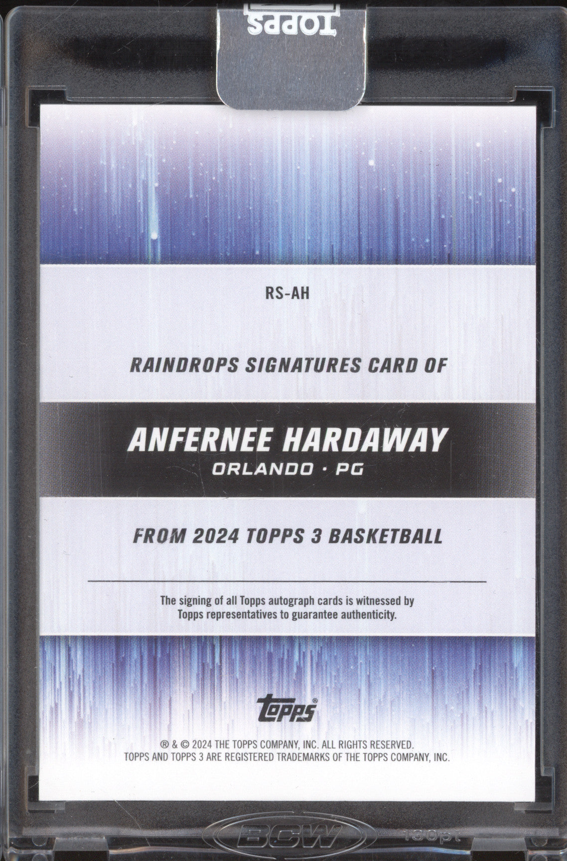 Anfernee Hardaway 2023-24 Topps 3 RS-AH Rain Drops Auto 2/25