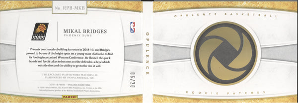 Mikal Bridges 2018-19 Panini Opulence  RPB-MKB Rookie Patch Booklet RC 6/20