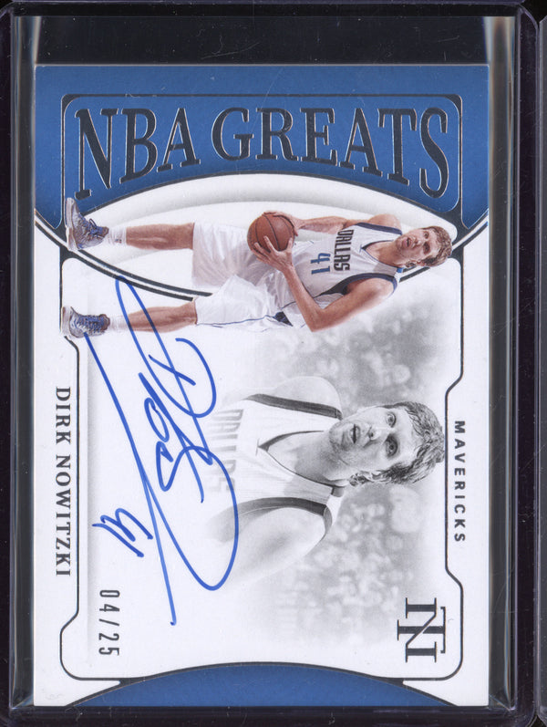 Dirk Nowitzki 2021-22 Panini National Treasures NGS-DNW NBA Greats Auto  4/25