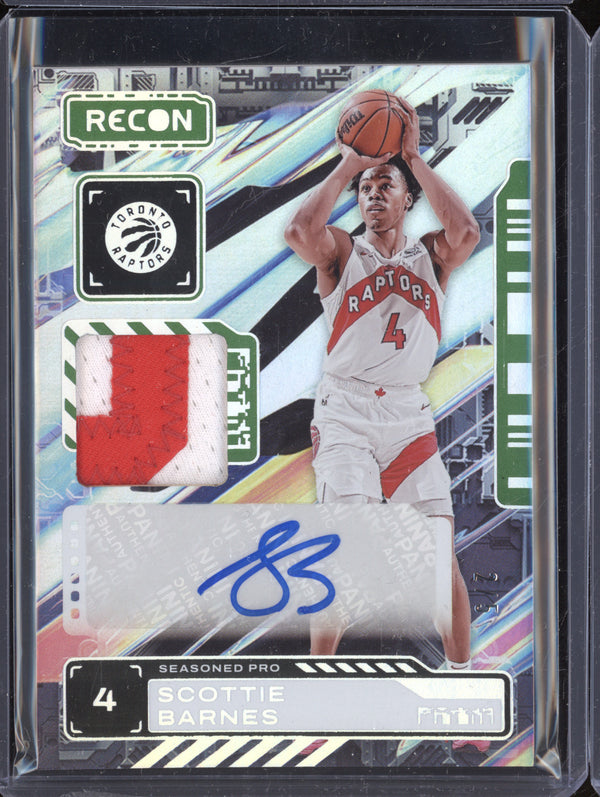 Scottie Barnes 2023-24 Panini Recon SPA-SCT Seasoned Pro Auto Green Patch 2/5