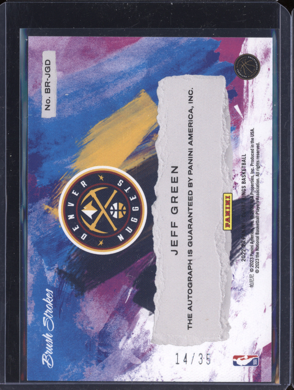 Jeff Green 2022-23 Panini Court Kings BR-JGD Brush Strokes Auto Violet 14/35