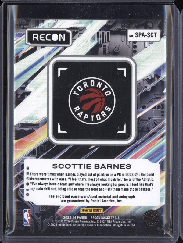 Scottie Barnes 2023-24 Panini Recon SPA-SCT Seasoned Pro Auto Green Patch 2/5