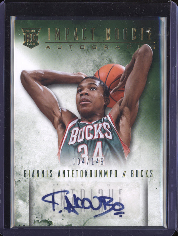 Giannis Antetokounmpo 2013-14 Panini Intrigue 21 Impact Rookie Auto RC 104/149