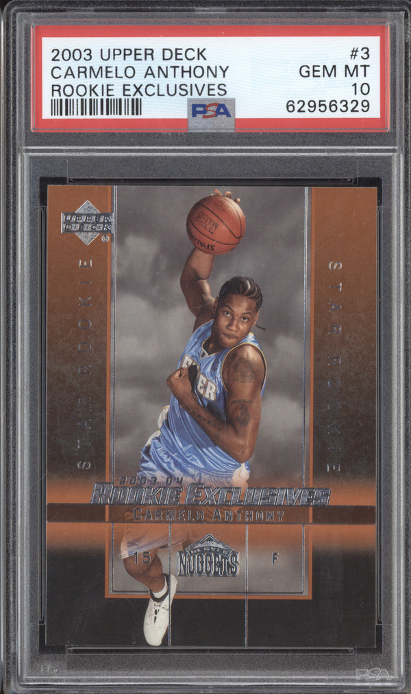 Carmelo Anthony 2003-04 Upper Deck  3 Rookie Exclusives RC PSA 10