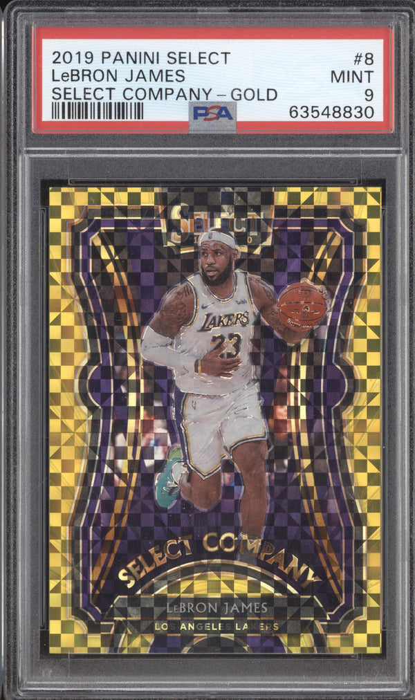 LeBron James 2019-20 Panini Select 8 Select Company Gold 6/10 PSA 9